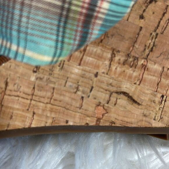 Sperry Topsider Shoreham Plaid T Strap Cork Wedge Sandals Sz 7.5 - Picture 8 of 8